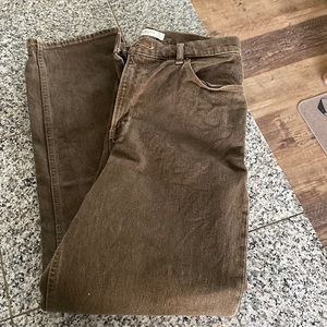 brown abercrombie curve love 90s straight jeans